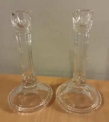 Buy Pair Of Heavy Crystal Cut Glass Candlesticks 21.5cm Tall • 19.95£