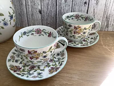 Buy Pair Of Minton  Haddon Hall  Large Breakfast Cups & Saucers Green Edge • 44£