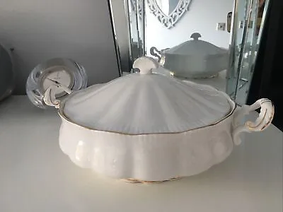 Buy Royal Standard Bone China Covered Dish White With Gold Rim Two Handles And Lid • 18£