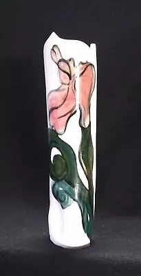 Buy Nancy Salamon Clay Art Pottery Floral Hand-Painted Tall Vase Signed • 25.07£