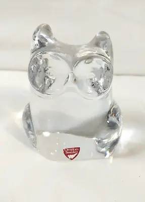 Buy A4353-111 Orrefors Owl Figurine Clear Crystal Made In Sweden Signed • 15.41£