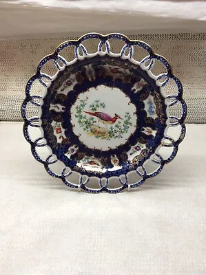 Buy Fabulous! Booths Scale Blue Pattern Scalloped Ribbon Round 9.25” Plate-Repaired • 30£