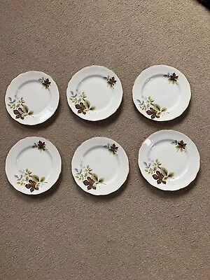 Buy GORGEOUS SET OF 6 X UNUSED VINTAGE  QUEEN ANNE SIDE PLATES  LEAF PATTERN  A763 • 11.99£