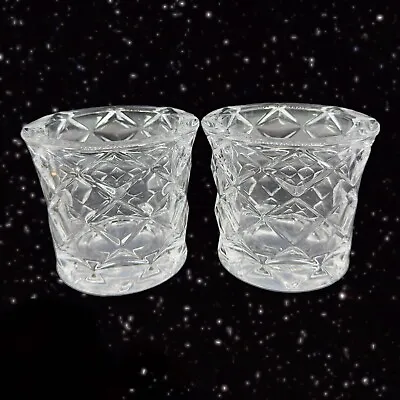 Buy TIFFANY & CO CUT CRYSTAL VOTIVE CANDLE HOLDER Set 2 Clear Glass Marked 3”T 3.5”W • 99.22£