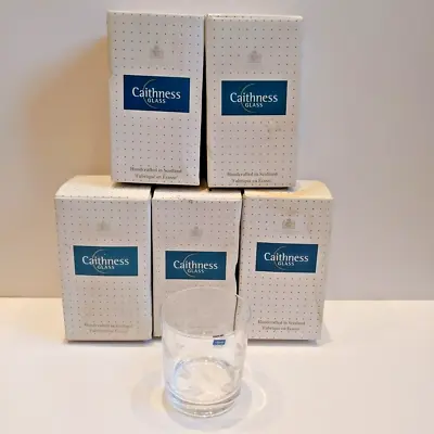 Buy Caithness Crystal Glass Whisky Tumblers Leaf Etched Boxed SIX IN TOTAL • 28£