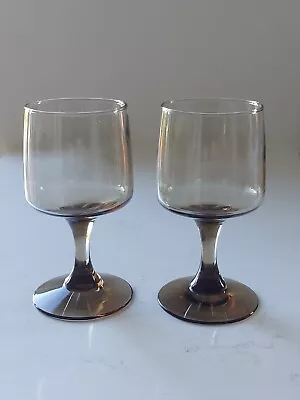 Buy Libbey Tawney Smoky Wine Glass X2 1970s Vintage Retro Mid Century Modern  5.25  • 14.50£