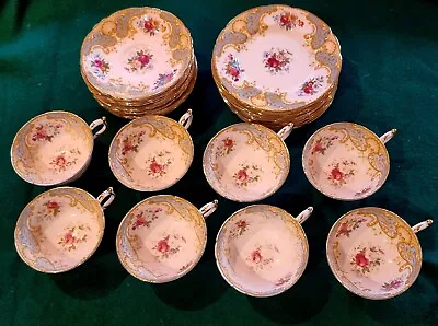 Buy Vintage PARAGON Fine Bone China CHELTENHAM Tea Saucers & Plates 25 Pc Set Gold • 100£