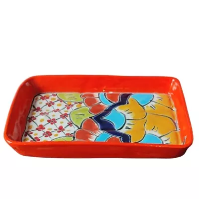 Buy Mexican Talavera Style Hand Painted Rectangle Pottery Tray • 11.97£