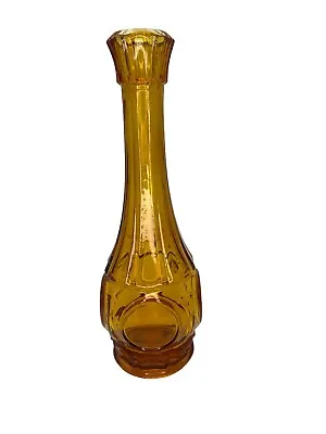 Buy Vintage WHEATON Bullseye Amber Gold Marigold Yello Coin Bud Vase • 12.33£
