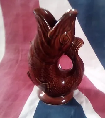 Buy Dartmouth Devon Pottery  Gluggle   Fish Jug  Vase Vintage 24 Cm BROWN • 45£