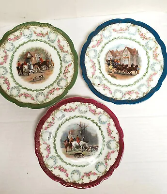 Buy Set Of 3 Antique Set Imperial Crown China Austria Plates Hunting • 28.42£