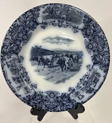 Buy Antique Wedgwood Flow Blue Transferware Cow Plate Blue And White Transferware • 38.95£