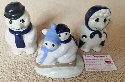 Buy WADE SNOWMAN, SNOW WOMAN & CHILDREN SLEDGING- Complete Family- Collectors Pieces • 55£