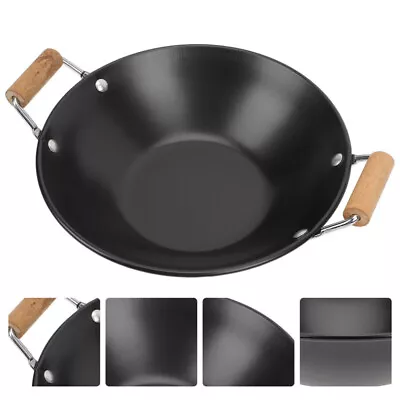 Buy Stainless Steel Griddle Wok Hot Pot Cookware Double Handle Fry • 13.35£
