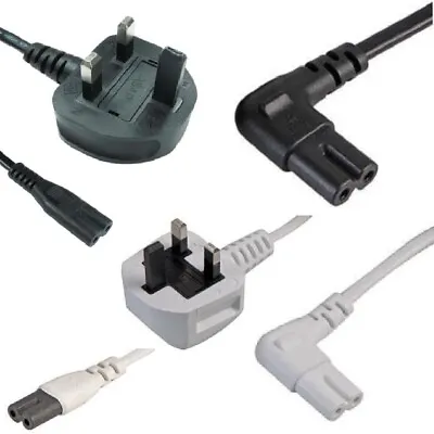 Buy Figure 8 Power Lead C7 2 Pin Laptop Power Cable UK To Fig Mains Plug Cord TV Lot • 7.99£