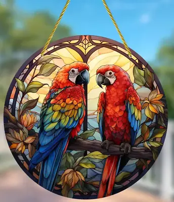 Buy Parrot - Bird Design Suncatcher Stained Glass Effect Home Decor Christmas Gift • 6.85£