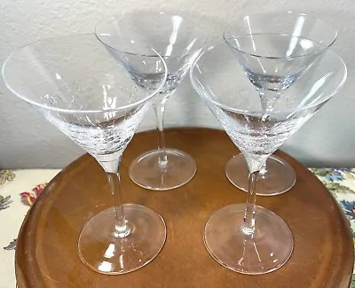 Buy Pier 1 Reflections 4 Clear Crackle Glass Angled Rim Martini Cosmo Glasses Set 4 • 52.16£