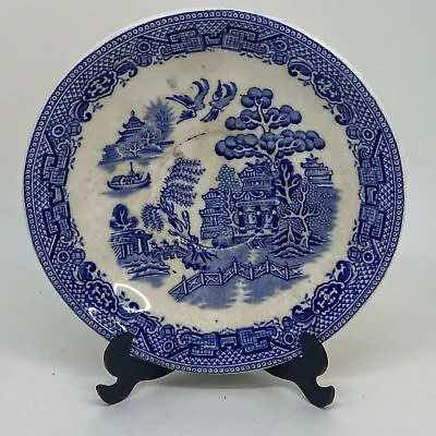 Buy Vintage GIBSON & SONS Spare Or Replacement SAUCER Blue And White Willow Pattern • 2.99£
