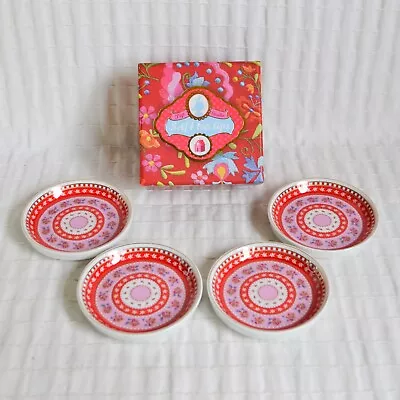 Buy Boxed Pip Studio Tea Tips, Heritage Lace, Pink Red Rose Pattern Dishes, 9cm • 25£