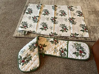Buy Portmeirion Holly And Ivy Double Oven Mit And Tea Towel • 8.99£