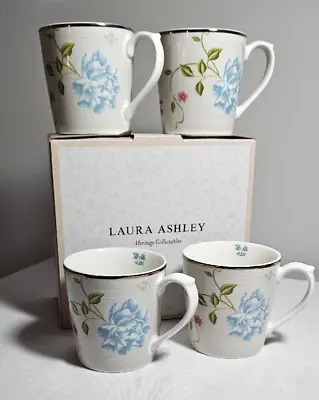 Buy LAURA ASHLEY Heritage Cobblestone Pinstripe Set Of 4 Mugs (10 Oz.) • 22.77£