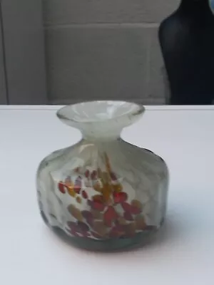 Buy Vintage Mdina Squat Vase. Amber Red & White  FREE UK P&P • 12.99£