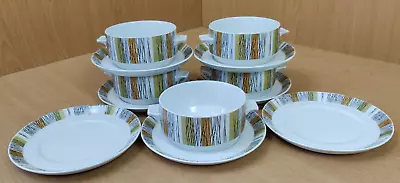 Buy Set Of 5 Vintage Midwinter Pottery Sienna  Soup Bowls & Saucers + 2 Extra Sauces • 45£