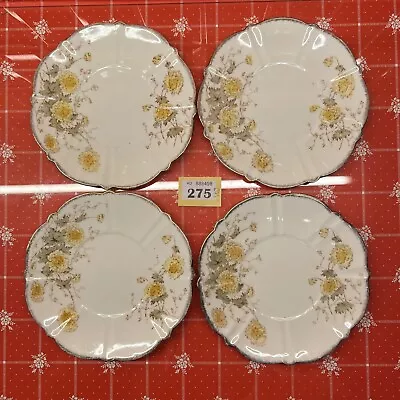Buy 4pc Set Victorian Aynsley Bone China Yellow Floral Fancy 6.75” Side Tea Plates • 29.75£