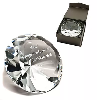 Buy Personalised Diamond Shape Clear Crystal Glass Paperweight, Engraved, Gift Box • 13.99£