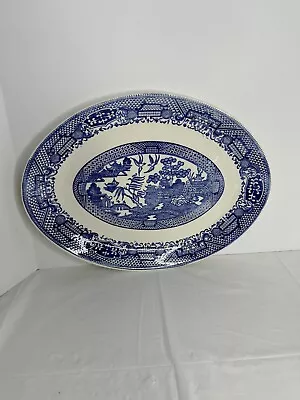 Buy Vintage Blue Willow Ware Oval Serving Meat Platter Plate 13” USA • 18.90£