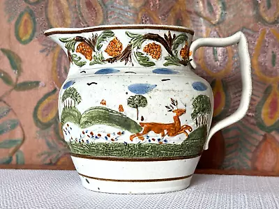 Buy Antique Early Staffordshire Pearlware / Prattware Pitcher Jug • 168.90£