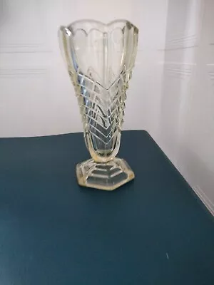 Buy Art Deco Chevron Pressed Glass Vase  • 2.99£