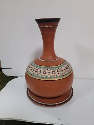 Buy Victorian Terracotta Watcombe Pottery Ptattware Hand Painted Water Jug And Plate • 48£