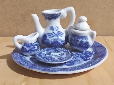 Buy Vintage Old Antique Miniature Oriental Chinese China Blue Tea Set Small Willow  • 19.95£