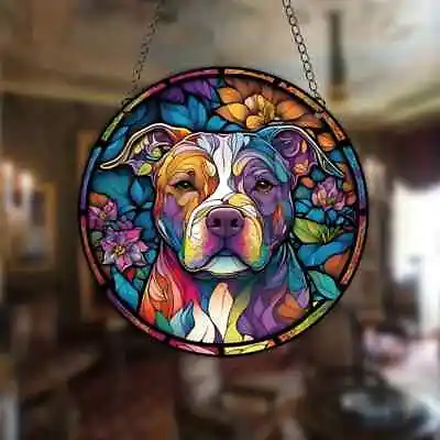Buy STAFFORDSHIRE BULL TERRIER Stained Glass Effect Suncatcher Dog Hanging Ornament • 12.95£