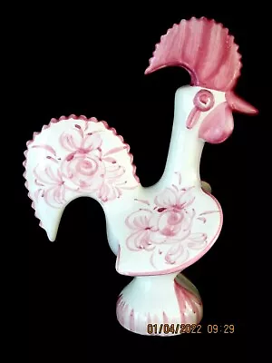 Buy 1 X VINTAGE CERAMIC/POTTERY COCKEREL, ROOSTER, PINK & WHITE - Approx. 8  Tall • 8.99£