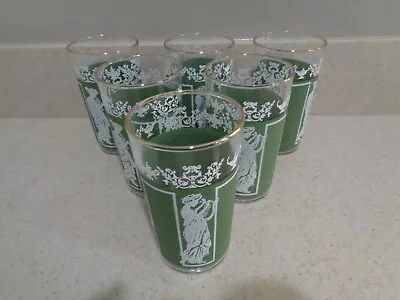 Buy Set Of 6 Wedgewood Style Green Glasses • 28.90£