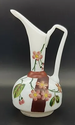 Buy Antique Hand Blown Milk Glass Jug/Bud Vase With Enamelled  Forget Me Not Flowers • 30£