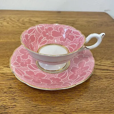 Buy Pretty Pink And Gold Floral Pattern Vintage Coalport Tea Cup And Saucer • 19.99£