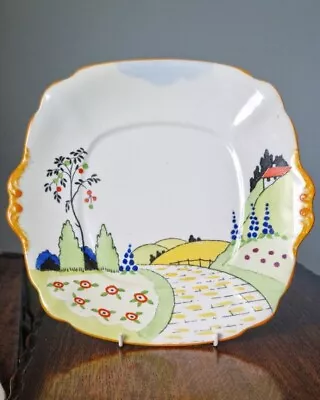 Buy Bell China Art Deco 1930s Red Roof Cottage Serving/Cake Plate - Shore & Coggins • 14.99£