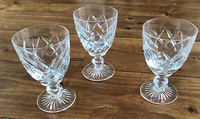 Buy 3  Crystal Sherry Port  Glasses 3.3/4” High Quality Heavy Cut Glass • 12£