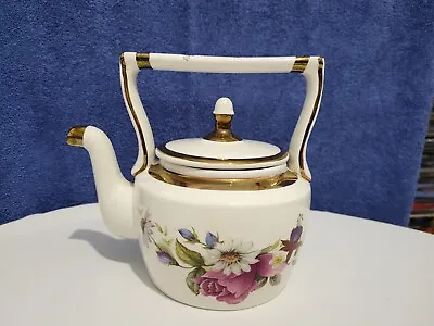 Buy Vintage Arthur Wood Floral Kettle Shape Teapot With Gold Trim 15cm Pattern 5940 • 20£