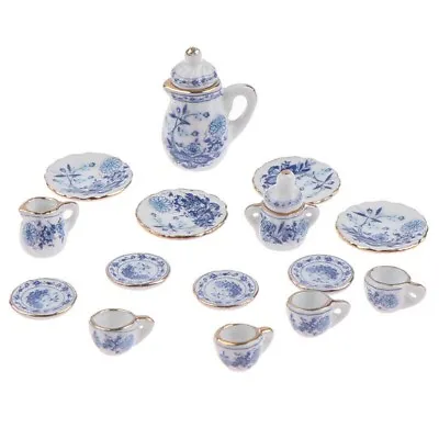 Buy 15Pcs 1:12 Dollhouse Miniature Tableware Porcelain Ceramic Tea Cup Set Toy XK • 5.93£