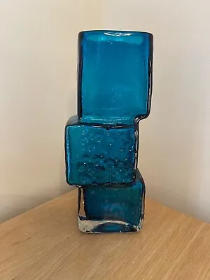 Buy Fabulous 1960s Authentic Whitefriars Kingfisher Blue Drunken Bricklayer Vase • 695£