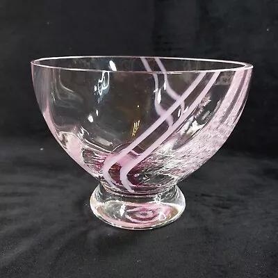 Buy Caithness Flower Bowl Footed Crystal Pink Stripe Swirl Large 12.5 Cm Heavy Glass • 11.95£