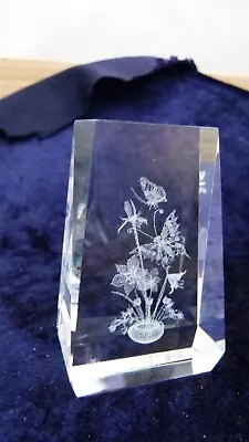 Buy Crystal Impressions Laser 3D Flowers Glass Paperweight, Boxed • 11£