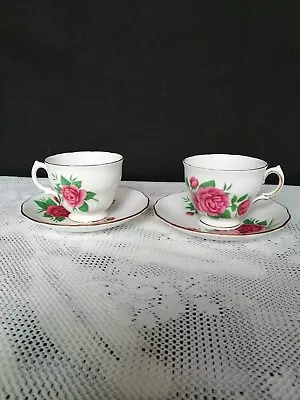 Buy ROYAL VALE , 2 X Tea Set  PINK Rose Pattern CUP&SAUCER • 12.99£