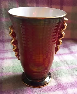 Buy Crown Devon Art Deco Rouge Royale Red And Gold Lustre Vase 12.5cm High  • 24£