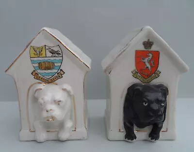 Buy 2 Shelley Crested Ware Models Of A Bulldog In A Kennel. Catalogue No 316. C.1910 • 24.99£