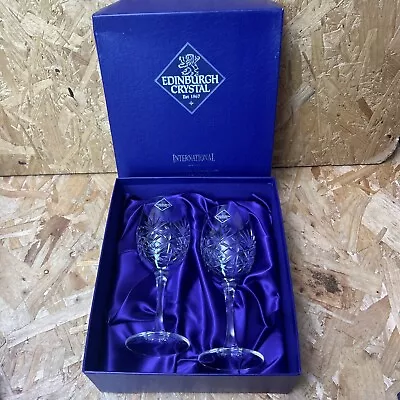 Buy 2 X Edinburgh Crystal Duet Wine Glasses Goblets New Boxed 18.5cm • 29.99£